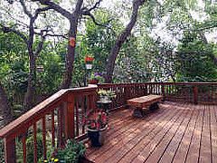 red cedar deck with bench