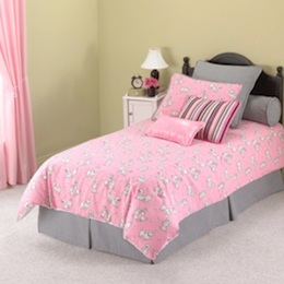 poodles on a pink background bedding