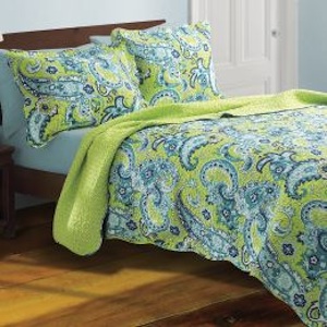 Green and Blue Paisley Bedding