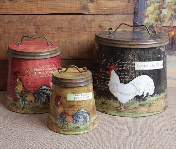 tin rooster kitchen canister