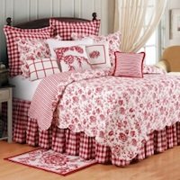 red and white floral bedding